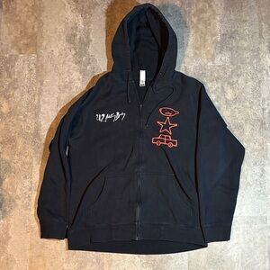 Black Rare U2 Band Achtung Baby Tour Zip Hoodie L